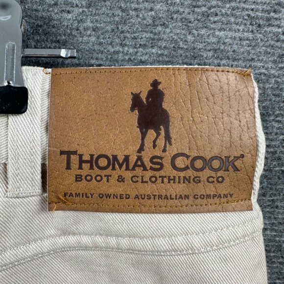 Thomas Cook Pants Mens 38 Tan Beige Western Designer Straight Casual Chino - Picture 7 of 11